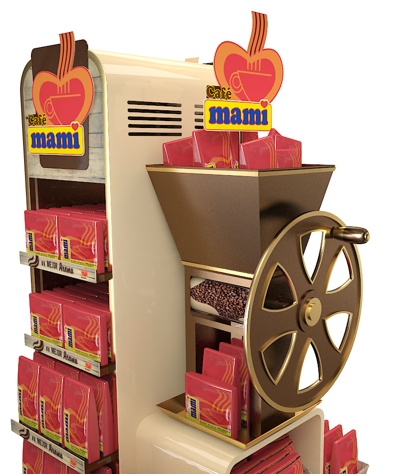 Custom floor display cafe mami
