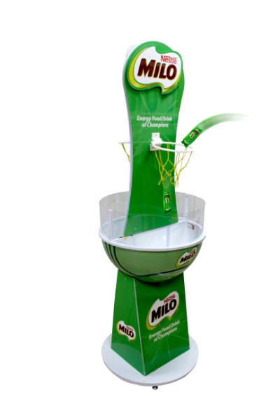 Dump bins display Milo